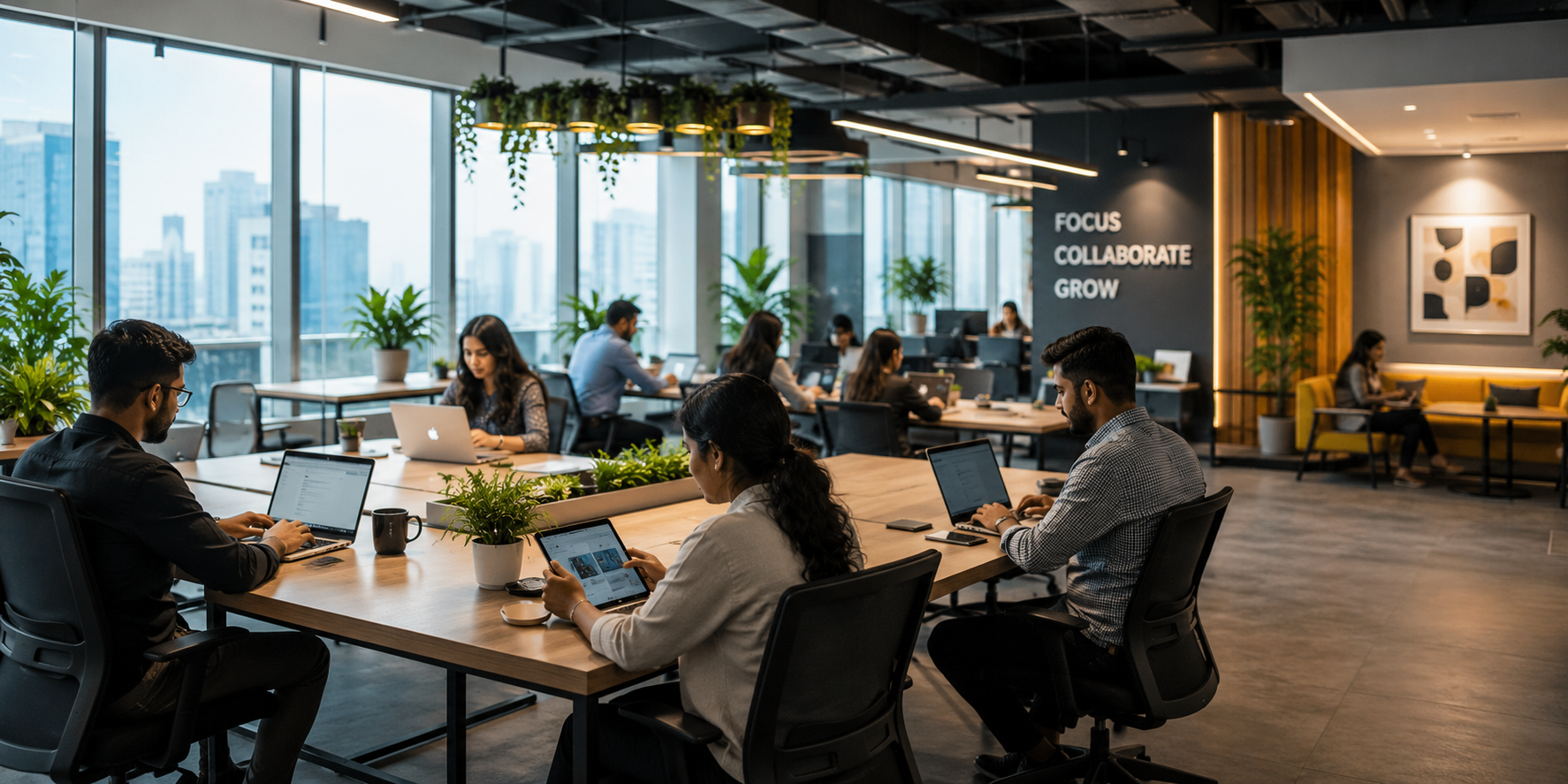Team working in a modern office